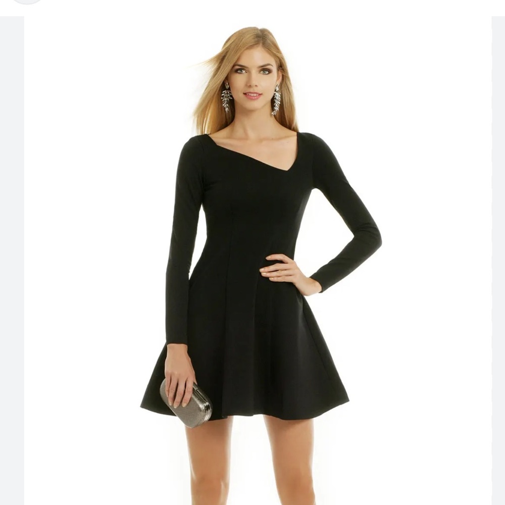 NWOT Nanette Lepore Comet Mini Dress Purple Asymmetrical Long Sleeves size 10 - Picture 15 of 16